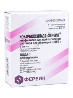 [104370] Кокарбоксилаза-Ферейн 50мг/2мл №5 Тарилгын нунтаг+уусгагч - АО Брынцалов-А